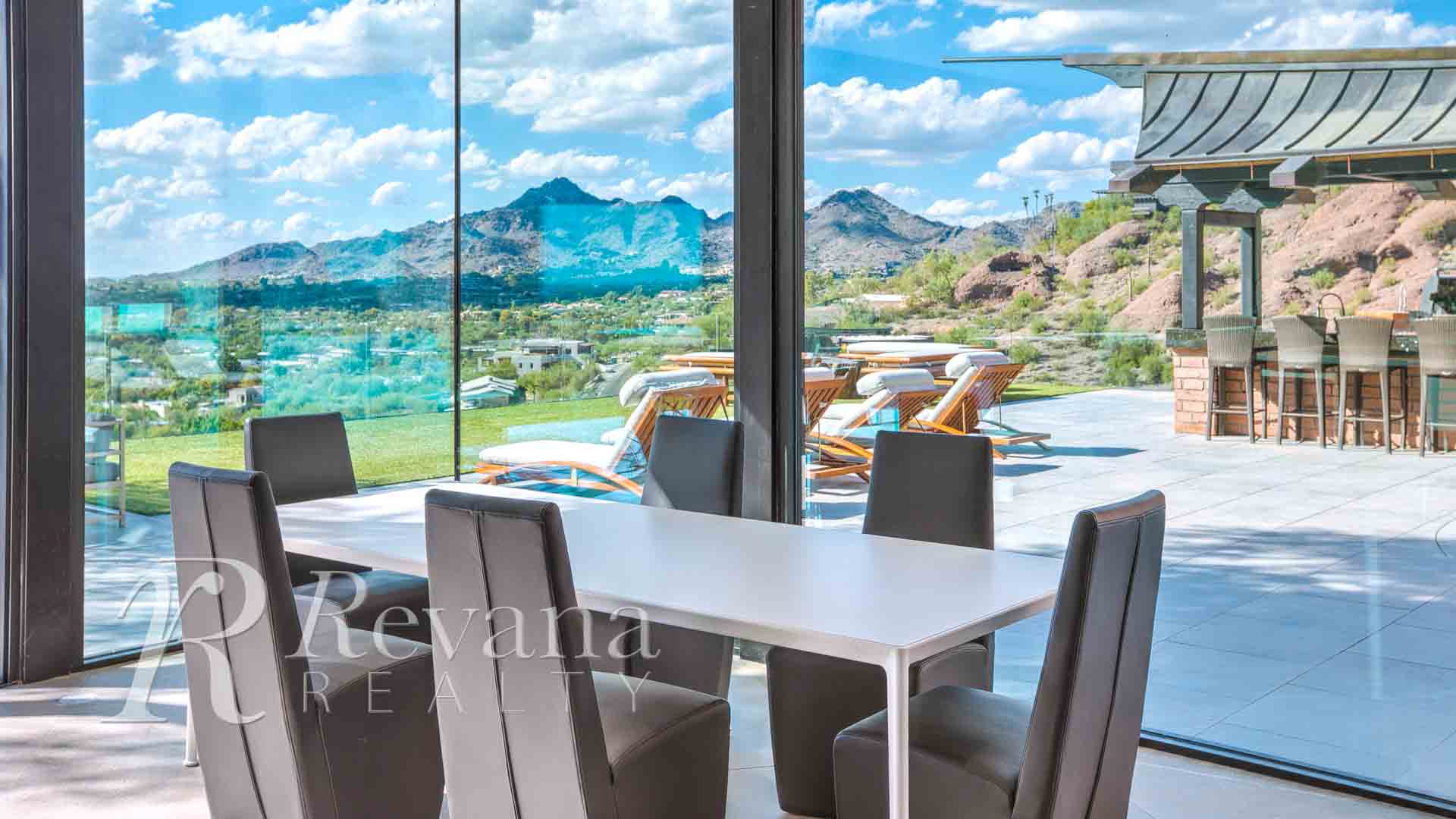 vacation rental dining area with window views