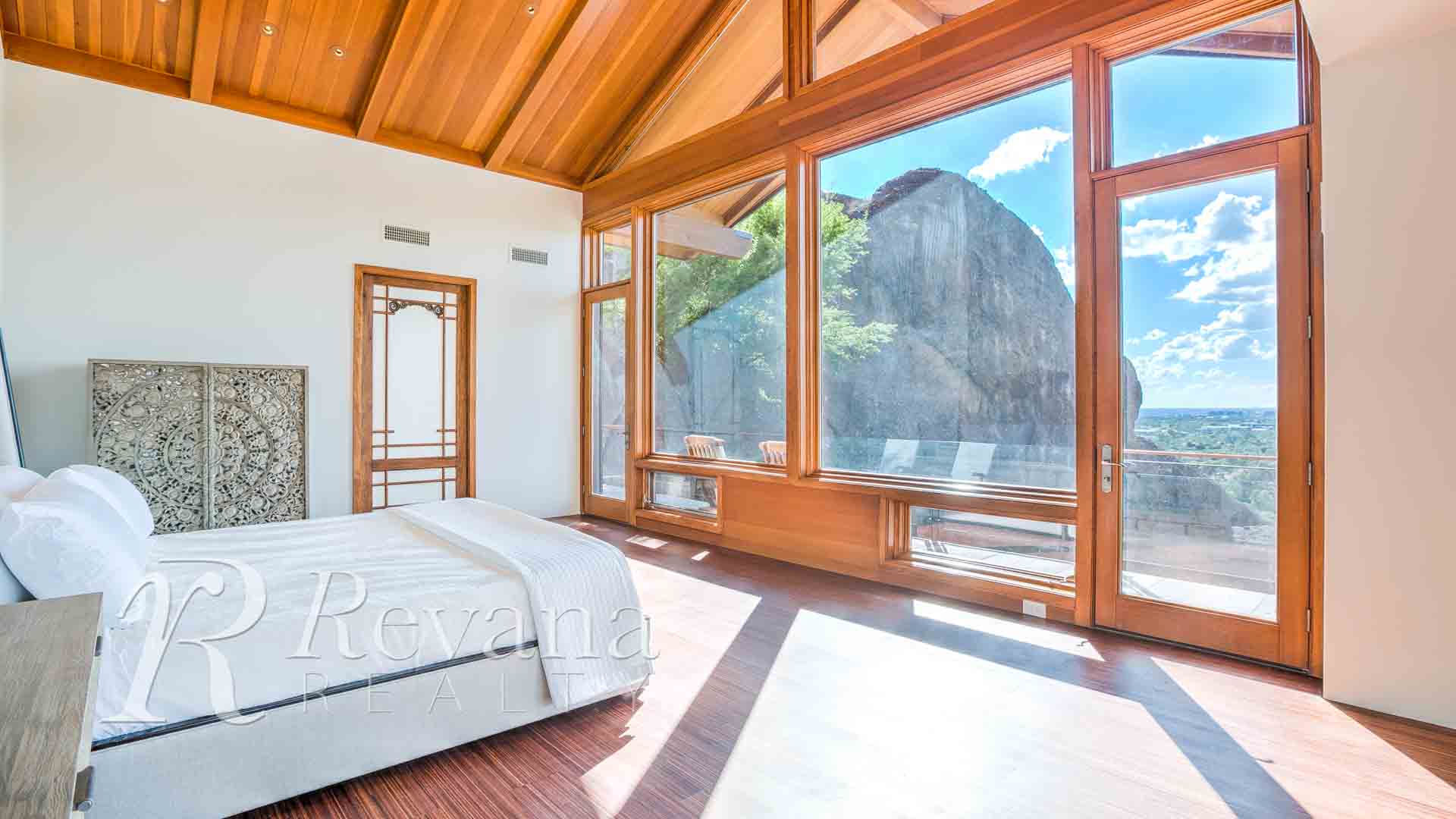 mountain views from luxury vacation rental bedroom